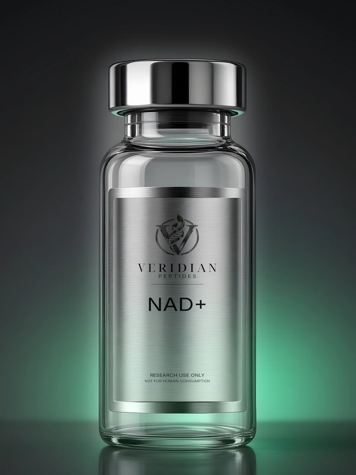 NAD+ vial with Veridian label, lyophilized powder